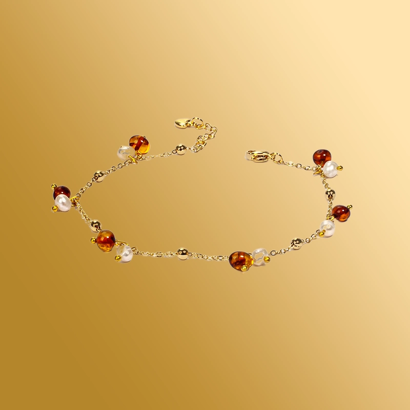 Браслеты на ногу с янтарем