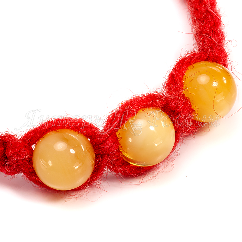 Браслет-оберег "Рэд" из Янтаря на шнурке арт 3313003007939 в магазине Янтарь России, фото